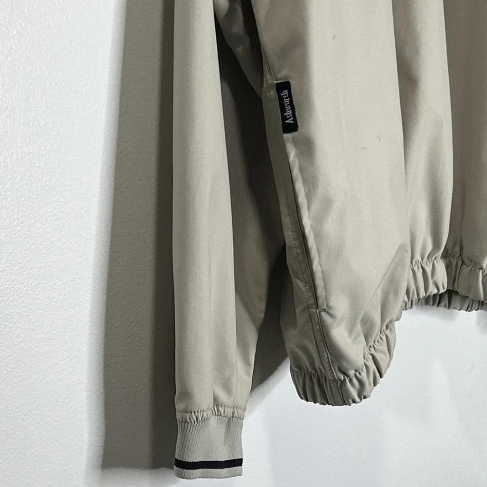 Ashworth Jacket Mens Large Beige Weather Systems 1/4 Zip Golf Windbreaker
